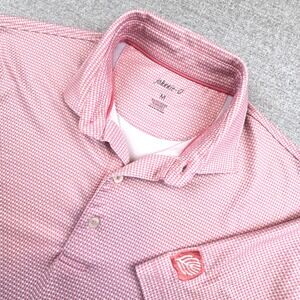 Johnnie-O Performance Pink Golf Polo All Over Print Surfer Resort Men's Medium
